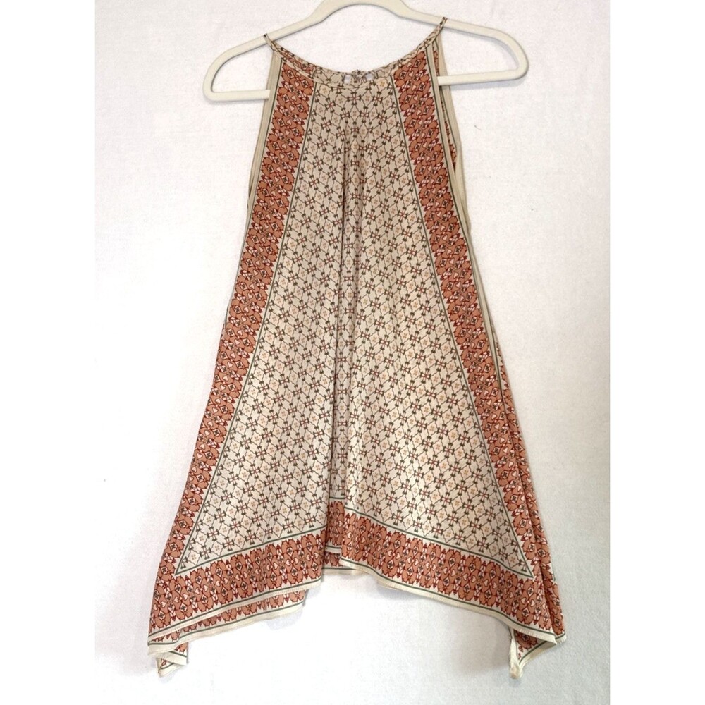 Max Studio Patterned Trapeze Dress MED Halter Neck Boho Chic Retro 70s Inspired - Picture 3 of 12